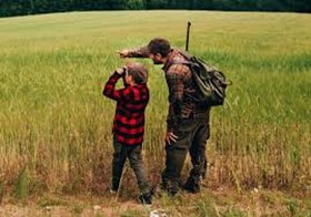 father son hunting with gear from gun store shopped with gun store pos.