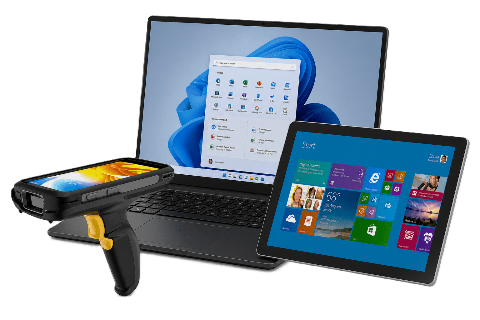 RapidGO Mobile Device for receiving, physical inventory, lookups and more. Windows laptop and tablet also as mobile hardware options for Rapid Gun Systems